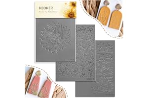 ‎KEOKER Keoker Polymer Clay Texture Sheets, Clay Texture Mat for Making Earrings Jewerly, Polymer Clay Earrings Tools (No. 4-6)