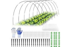 BOCGUY Pflanztunnel Bögen, 30Pcs Tunnelbögen Hochbeet, Abnehmbar Folientunnel Bögen für Hochbeet, Gewächshaus Bogen 6mm Durchmesser, Gartentunnel Bögen,Gewächshaus Reifen Tunnel Zubehör mit Clips & Gaze-Netz