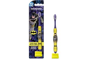 NATURAVERDE Kids -BATMAN Spazzolino Manuale a Setole Morbide, Design per Bambini, Pulizia Delicata, Ergonomico