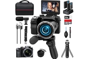 MONITECH Mo Appareil Photo numérique pour la Photographie 4K vlogging Appareil Photo pour Youtube, Zoom numérique 16x, WiFi et autofocus, Microphone de l'appareil Photo et trépied(S200 DP)