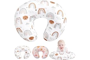 Saier tbo Baby Nursing Pillow Cover for Breastfeeding, Infant Removable Feeding Pillowcase Cute Pattern Newborn Slipcover Cushion Cover for Girls Boys 69 x 52cm (White)