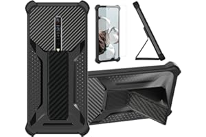 BOJIODERF Custodia per Nubia Red Magic 6s Pro 5g Cover Custodia Case Ibrida [Con protezione dello schermo in vetro temperato] [supporto magnetico pieghevole] [resistente alle impronte digitali smerigliato] Nero