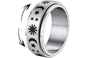 Supcare Stainless Steel Rune/Celtic Knot/Moon Stars Fidget Rings for Men Women Size O to Z Rotating Spinner Rings for Anxiety, with Gift Box