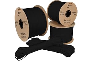 MITSY Paracord 550 typ III nylonlina 4 mm 50 meter svart | Fallskärmslina, 7 kärnlinor, rivbeständigt och väderbeständigt, un
