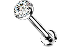 Stachelkleid Labret Piercing Titan Zirkonia Silber Push-In Ohne Gewinde Knorpel Helix Tragus Ohrstecker Tragus Lippe Universalpiercing Kugel Flach