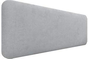 DHOME Cabecero Tapizado Liso Redondeado Tela Aqualine para Pared Acústicos Cabeceros Absorbentes Cabezal Cama Dormitorio (Gris Claro, 135cm)