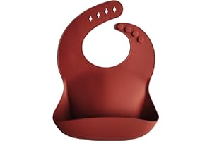 mushie Bavoir Bébé en Silicone | Bavoirs Imperméables Réglables | Bavoirs Faciles à Essuyer | 4 Tailles Réglables Avec Poches Avant Profondes | 100% Sans BPA et Phtalate