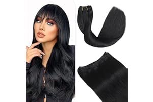 Sindra Extension Capelli Veri Tessitura 16 Pollici/40cm 80 Grammi Matassa Extension Capelli Veri Nero Jet Sew in Weft Extensions Human Hair(weft#1-40cm)