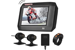 VSYSTO Caméra de Moto, HD 1080P Dashcam Moto Double Lentille, Écran LCD 3,0 '' Grand Angle 130 ° Caméra de Sport étanche, WiFi, Surveillance du stationnement, Vision Nocturne, GPS, Capteur G