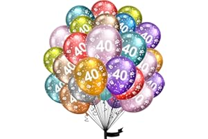 HPNPARTY Luftballons 40. Geburtstag,15 Stück Metallic folienballon 40 helium ballons 40 jahre aus 100% Naturlatex,Klimaneutral, 32cm Ballon 40 zahlen für Kindergeburtstag und Frauen Männer Geburtstag Jubiläum