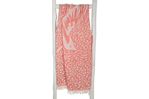 ZusenZomer Ręcznik Hammam XL – ręcznik kąpielowy Hammam, Fouta, ręcznik plażowy, do sauny, ręcznik z plecakiem – 100% bawełna Oeko-Tex – ręcznik hammam Fair Trade (różowy, Bird – 95 x 190)