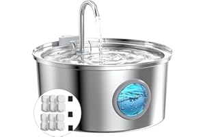 Fontanna dla kotów GIOTOHUN: 3,2 l, ultra cicha, ze stali nierdzewnej, z 6 filtrami węglowymi + 3 gąbkami