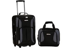Rockland Modny zestaw bagażowy Softside, Czarny/Szary, 2-Piece Set (14/19), Zestaw bagażowy