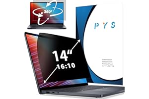 PYS 360° Privacy Screen Protector 14 inch 16:10 Laptop Monitor Anti Glare Blue Light Filter Anti Fingerprints for Hp/Dell/Acer/Lenovo/ThinkPad/Samsung/Asus/Sony