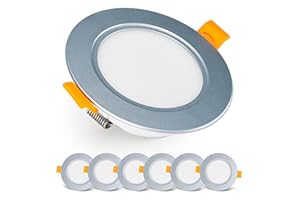 ‎EMOS EMOS Exclusive Recessed LED Spotlights 230 V, 5 W, 500 lm, 3000 K Warm White, Set of 6 Downlight Spotlights for Bathroom, Waterproof IP54, Recessed Spotlight, 230 V, Round, Diameter 95 mm, Ultra Flat