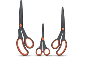 MAGNIFICENT 7 STAR Magnificent Multipurpose Scissors – 3-Pack Teflon-Coated Stainless Steel Blades, Soft Grip Handles – Perfect for Sewing, Crafting, Fabric, Office, Home & Kitchen Use