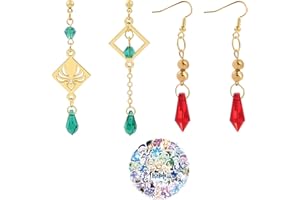 JinYu 2 pary wiszących kolczyków Genshin Impact dla kobiet – figurka anime oko Boga anemo Vision kolczyki Venti Cosplay biżuteria dla kobiet dziewcząt z 10 szt. naklejek