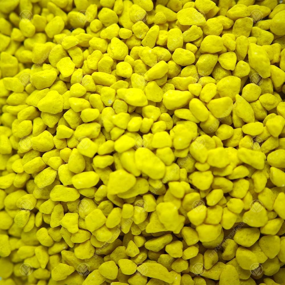GardenersDream Coloured Aquatic Gravel - Premium Natural Bottom Fish Tank Stones (1kg, Yellow)