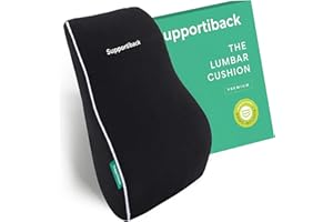 Supportiback Poduszka do terapii postawy lędźwiowej – ergonomiczna poduszka do siedzenia biurowego do samochodu i podróży do wsparcia pleców – poduszka z pianki z pamięcią kształtu – podwójne regulowane paski – łagodzi i zapobiega bólom pleców – krzesło do gier