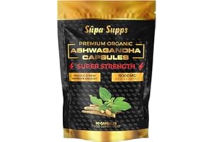 SUPA-SUPPS Ashwagandha Capsules 8000MG - 90 Pack - High Strength Cortisol Reducing Supplements, Premium Ashwagandha High Strength Formula for Stress Relief and Vitality