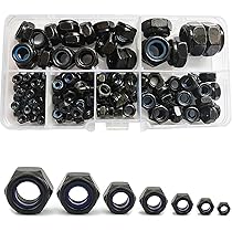 50 stuks M4 moeren set, Zelfborgende moeren Zwart, Zeskantmoeren, DIN 985 RVS borgmoeren Stoppmoeren met klemgedeelte, Metrische draad Contramoeren met nylon voor schroeven