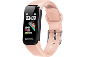 KOOMOONY Fitness Trackers, Smart Watch with Heart Rate Sleep & Blood Pressure & Temperature Monitor for Men Women, IP68 Waterproof Fitness Watch Pedometer Notifications Messages Pedometer for Android iOS（Pink)