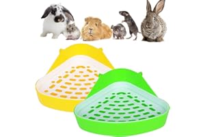 2 WC per piccoli animali, a forma di triangolo per vasino, per animali domestici, criceti, cincillà, porcellini d'India, conigli, furetti (verde e giallo)