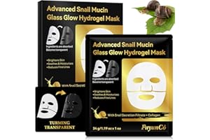 WINE LIP TINT Advanced Snail Mucin & Acido Ialuronico Maschera Viso Collagene Coreana – Idratante Anti-Rughe, Trattamento Hydrogel con Luminosità Glass Glow per Pelle,Maschera Viso Anti-Invecchiamento, 4 Pcs