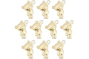 SUNNYCLUE 1 scatola da 48 ciondoli a forma di orsetto, grandi ciondoli a forma di orso, in oro, con rivestimento in lega, per la creazione di gioielli, ciondoli fai da te
