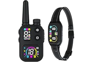 Meloive Collier de Dressage,Collier Anti Aboiement,Collier LED,3 in 1,Portée de 3800m,Anti-aboiement avec Manuel et Automatique,Modes Lumière/Son/Vibration/Choc Statique avec Verrouillage de Sécurité