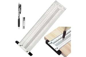 Xemnys Escuadra Carpintero de Acero Inoxidable de Alta Precisión, Escuadras Metalicas Carpintero de 300mm, Regla Forma de T, Herramientas Carpinteria Madera para Medir, Marcar, Línea, Dibujo