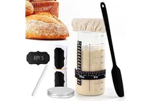 FONWUJIOT Sauerteig Starter Set - 35 oz Sauerteig Glas - Gärglas mit Silikonspatel und Thermometer, Brot Backen Zubehör, Sourdough Starter Kit, Fermentierglas, Sauerteig Glas Jar, Anstellgut Glas Behälter