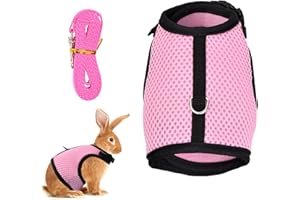 Tibapla Arnés para Conejos y Mascotas Pequeñas con Correa Elástica Ajustable - para Conejillos de Indias, Ratas, Hámster (Rosa, S)