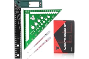 BOWEITI Kit d'équerre de charpentier multifonction de 180 mm et angle de 300 mm pour tracer et dessiner, angle de charpentier de haute précision pour le travail du bois (vert)