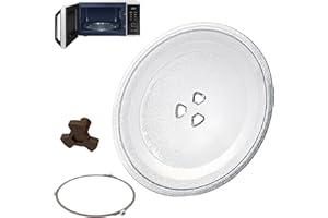 WIYETY Uniwersalny talerz obrotowy do kuchenki mikrofalowej, szklany talerz obrotowy 24,5 cm, z 3 wypustkami, szklany talerz do kuchenki mikrofalowej