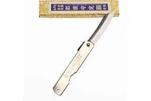 HIGO NO KAMI Couteau Pliant de Poche Artisanal Japonais Zenkou Acier Carbone 55C et Manche Argent Couteau Estampillé Fait Main au Japon par Nagao Kanekoma HRC 58-59 (Lame 7 cm)