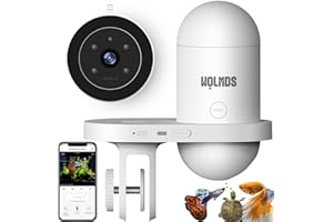 Wolmds Futterautomat Aquarium mit Kamera, 2.4/5G WLAN App-Steuerung SmartFeeder, 230ML Automatisierter Fischfutterautomat, Fischfutterspender, tägliche und Urlaub Fütterung für Innenbereich Aquarien