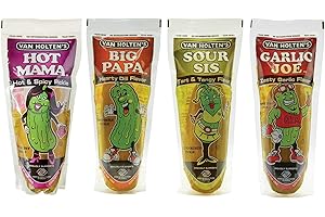 VAN HOLTEN'S PICKLES Van Holten's Pickle in a Pouch - Paquete de 4 encurtidos: Sour Sis, Garlic Joe, Big Papa y Hot Mama