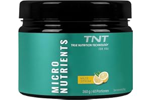‎TNT TRUE NUTRITION TECHNOLOGY TNT Multivitamin Pulver mit 24 Vitaminen & Mineralien (360g) • Vitamin Komplex mit Grüntee Extrakt, Spirulina & Coenzym Q10 • Micronutrients (Mild Lemon)