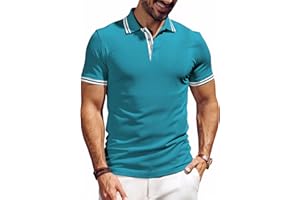 SPEEDRUN Polo Homme Manches Courtes d'été Casual Blanc Polos de Sport Golf Tennis Regular Fit T-Shirt Business Rayure