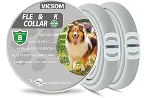 VICSOM Collares Antiparasitario para Perros, Collar Antipulgas Perros, Collar de Pulgas y Garrapatas para Perro Impermeable Regulable, Válido 8 Meses para Perros de Todos los Tamaños Azul 2Pcs