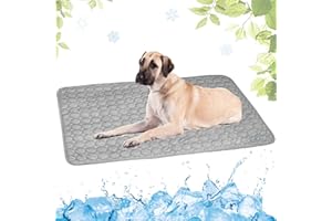 LEZUAN Colchonetas Refrescante para Perros, Alfombrilla para Perros en Verano, Alfombra de enfriamiento para Gatos Seda de Hielo, Esteras Autoenfriamiento para Mascotas Lavable(Gris,100x150cm)