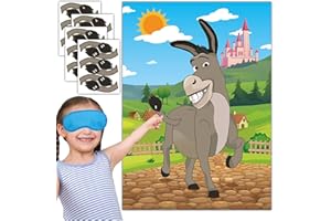 Funnlot Pin The Tail on The Donkey, Pin The Tail Game Birthday Party Decorations Crafts Activities for Kids Party Games Fiesta Party Favors Supplies Toys Gifts