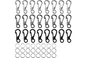 Cheynn 24 uppsättningar mini SF karbinhakar, 2,5 cm liten karbinhake nyckelring avtagbar nyckel karbinhake och nyckelring legering karbinhakar för ryggsäck camping resor vandring fiske
