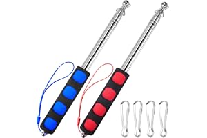 Teleskopiska flaggstänger 2-pack, 2 m i matt rostfritt stål med 4 klämmor, bärbara utdragbara flaggpinnar för reseguide, camping, undervisning och parader, blå och