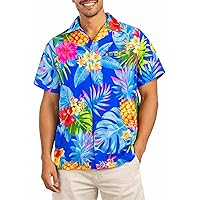 Lichtgewicht Terivoile Materiaal Hawaii Handy Herren Hawaiihemd Kurzarm - Buntes Palmen-Blumen Design Für Sommer & Strand Sommerhemd Strandurlaub Kurzarm Uniseks Hawaii Shirt