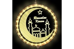 YTUGCG Ramadan Decoration Window Lights, Ramadan Moon Star Hanging Lights with Suction Cup Portable, Eid Mubarak Islamic Muslim Fairy Light Decor for Outdoor Indoor Patio Bedroom Party