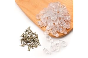 DEANKEJI 50 Piezas Clip de Vidrio y 50 Piezas Tornillos, Plata Color Clips para Gabinetes de Vidrio, Soporte de Abrazadera de Vidrio se Utiliza para Fijar vidrio de 1-4 mm de Espesor