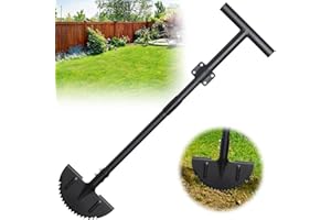 FLY HAWK Rasenkantenschneider, 86-106cm Rasenkantenschneider mit Verstellbarem T-Griff Halbmond-Sägezahn, Langstieliges Kantenmesser für Gras, der Bürgersteige, Einfahrten/Schwarz