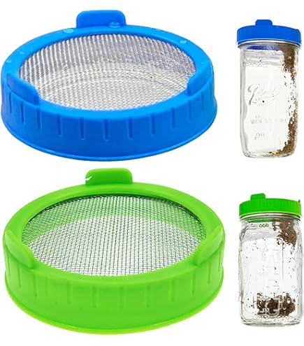 Kiemglazen deksel, deksel voor inmaakpotten met brede hals, plantenkweekset, kiemdeksel met roestvrijstalen zeef voor weckpotten met brede opening